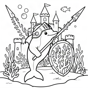 Delfin cavaler cu o suliță din coral