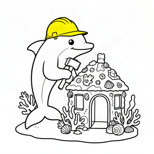 Delfin constructor cu ciocan și cuie