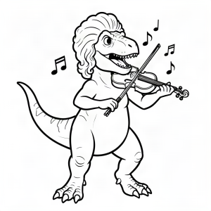 Dinozaur T-Rex cântând la vioară