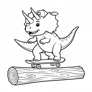 Dinozaur Triceratops pe skateboard