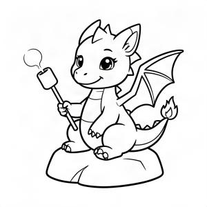 Dragon bebeluș prăjind bezele pe coadă