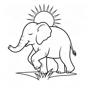 Elefant făcând yoga pe un fir de iarbă