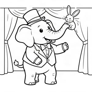 Elefant magician și iepurele din trompă