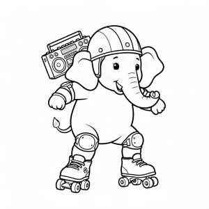 Elefant patinator pe role
