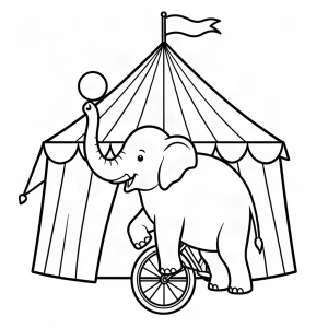 Elefant pe monociclu la circ