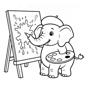 Elefant pictând o capodoperă