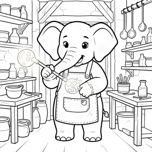 Elefant suflând baloane de sticlă