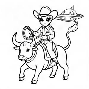 Extraterestru călare pe un taur mecanic