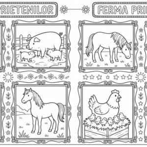 Fermă Prietenilor – Animale Drăgălașe în Chenare de Colorat