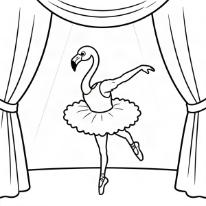 Flamingo balerină pe scenă de teatru
