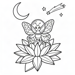 Fluture astronaut pe o floare de cristal
