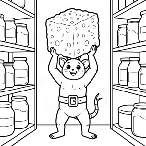 Furnică halterofil ridicând un cub de zahăr