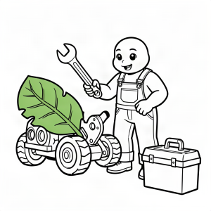 Furnică mecanic auto reparând o frunză