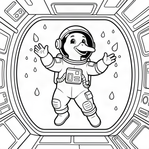 Gâscă astronaut plutind în gravitație zero