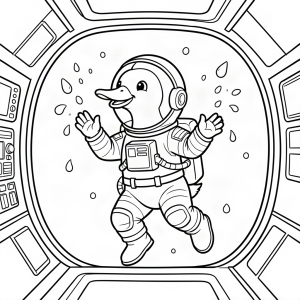 Gâscă astronaut plutind în gravitație zero
