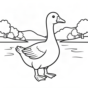 Gâscă mândră lângă lac