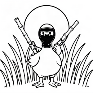 Gâscă ninja ascunzându-se în iarbă înaltă