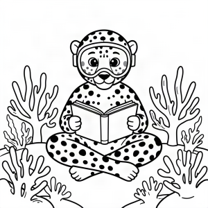 Ghepard citind carte sub apă