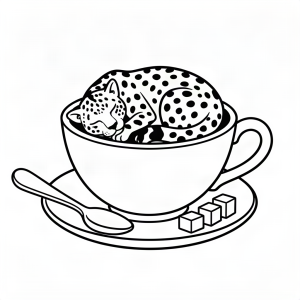 Ghepard dormind într-o ceașcă de ceai uriașă