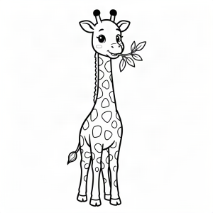 Girafă înaltă mâncând frunze