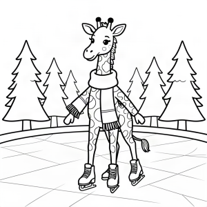 Girafă pe patine de gheață