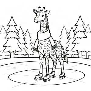 Girafă pe patine de gheață
