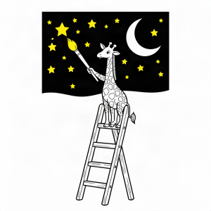 Girafă pictând cerul înstelat