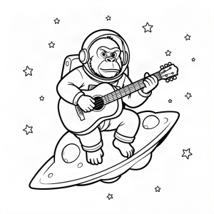 Gorilă astronaut cântând la chitară