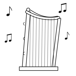 Harpă cu note muzicale
