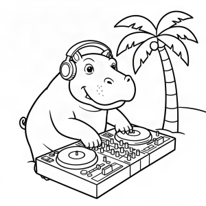 Hipopotam DJ la o petrecere pe plajă