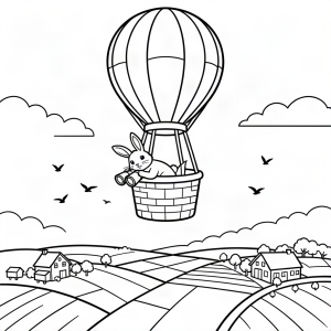 Iepure de câmp cu un balon cu aer cald