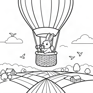 Iepure de câmp cu un balon cu aer cald