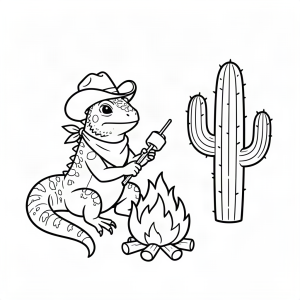 Iguană cowboy la un foc de tabără