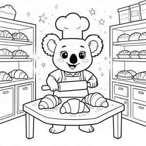Koala brutar făcând croissant-uri magice