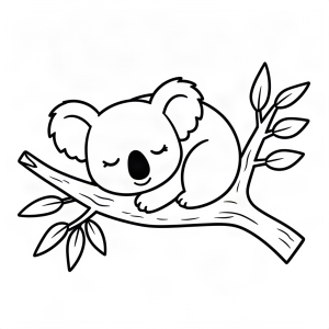Koala dormind pe o creangă