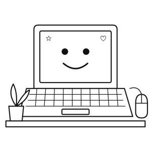 Laptop zâmbitor cu mouse