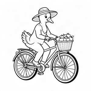 Lebădă pe o bicicletă vintage cu mere