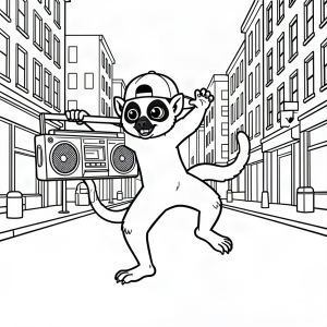 Lemur breakdance pe stradă