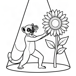 Lemur dansator de tango cu o floare