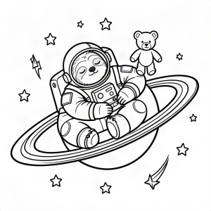 Leneș astronaut dormind pe inelele lui Saturn