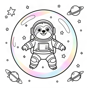Leneș astronaut în balon de săpun