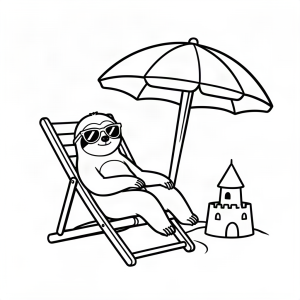 Leneș la plajă pe șezlong