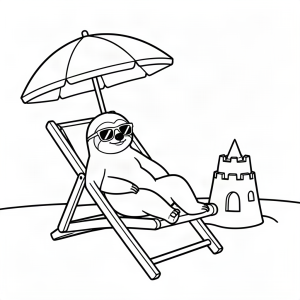 Leneș la plajă pe șezlong