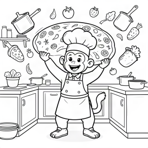 Maimuță bucătar gătind pizza