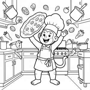 Maimuță bucătar gătind pizza