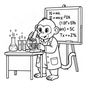 Maimuță savant cu microscop