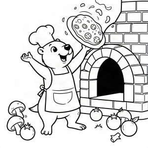 Marmotă bucătar pregătind o pizza