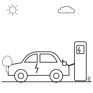 Mașină electrică la stația de încărcare