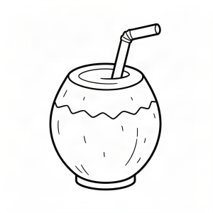 Nucă de cocos cu pai