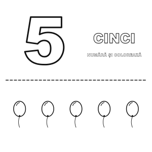 Numărul 5: numărăm și colorăm